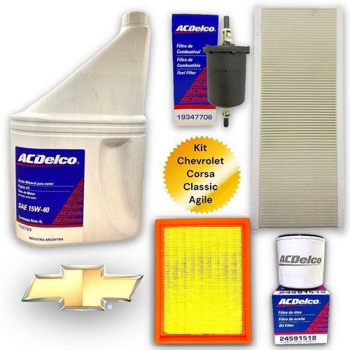 Kit Service 4 Filtros + Aceite Acdelco Agile Corsa Classic