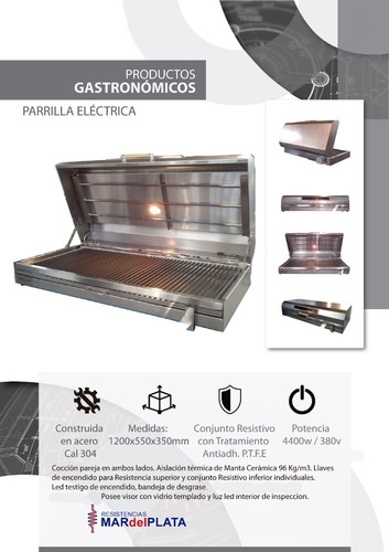Parrilla Eléctrica Parriwatt 1200 // 100%acero Inoxidable
