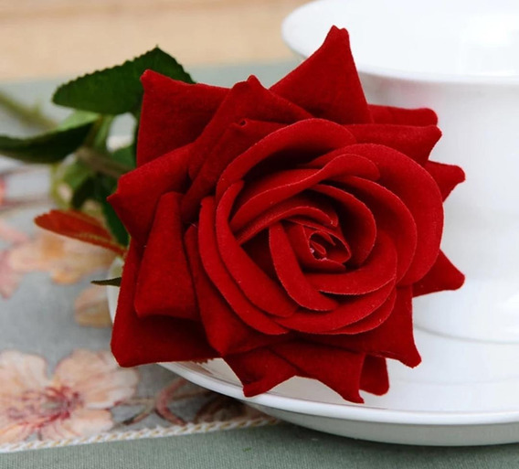 Rosa Vermelha Aveludada Flor Artificial Em Toque Real 50 Cm | Parcelamento  sem juros