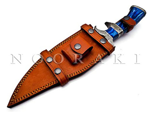 Nooraki - Cuchillo Bowie Damasco De 15 Con Funda | Cuchill