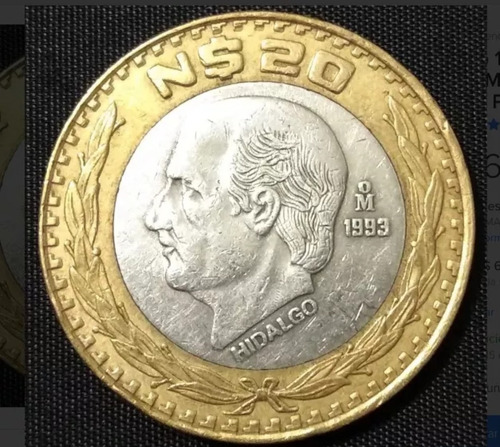 1 Moneda De $20 Pesos Hidalgo 1993 Circulada Envio Incluido.