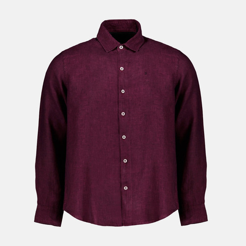 Camisa Manga Larga De Lino Mod Balem Vino