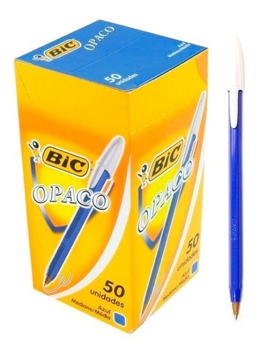 Imagen 1 de 1 de Birome Bic Opaco En Caja X 50 Bolígrafos Trazo Medio Clásico