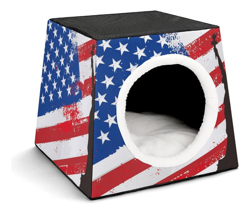 American Flag And Liberty Dog Bed For Indoor Square Cat Hou.