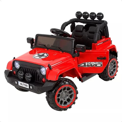 Carro Elétrico Infantil Jipe Power Vermelho 12V com 2 Lugares e