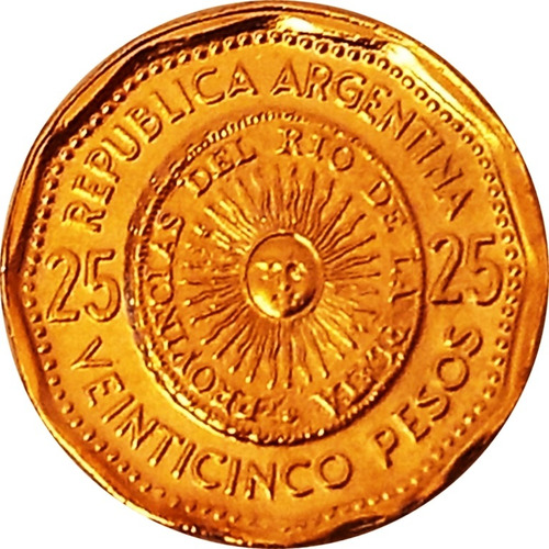 Argentina 25 Pesos Del Año 1967 Bañado Con Oro 24k 