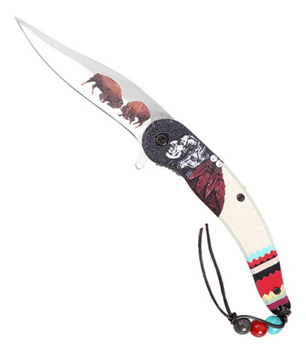 Navaja De Monte Tactica De Acero Inoxidable 420 Apache Color Blanco