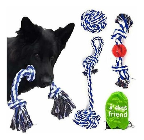 4legsfriend - Cuerda De Juguete Para Perro, 4 Unidades, Para