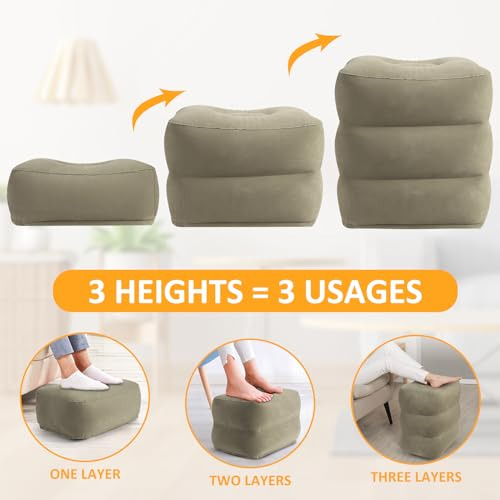 Almohada Inflable Con Reposapiés Y Máscara Para Viaje