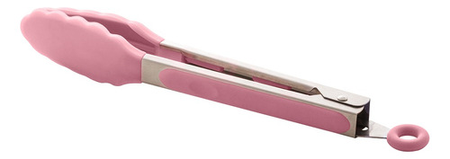 Pegador De Silicone Com Cabo Inox E Trava Lyor 22,5 Cm Rosa