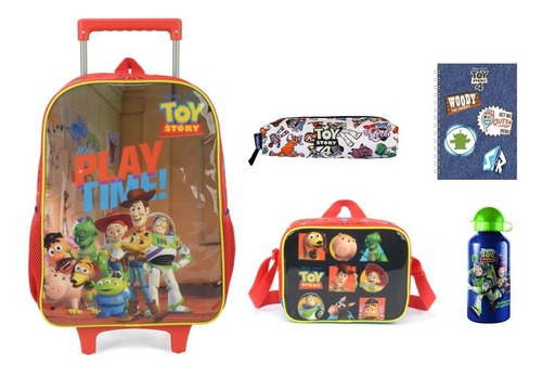 Kit Toy Story Mochila Rodinha + Lancheira + Estojo + Garrafa