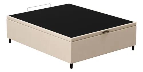 Base Cama Box Baú Casal 138x188cm Hit Z04 Suede Bege