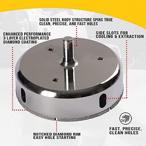 Broca Copa Diamantada 110mm Para Vidrio,azulejo,mármol
