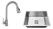Comprar Llave Lavaplatos Extraible Inoxidable 304 + Lavaplatos Acabado Cepillado Color Gris