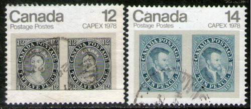 Canadá 2 Sellos Usados Expo Toronto De Filatelia Año 1978
