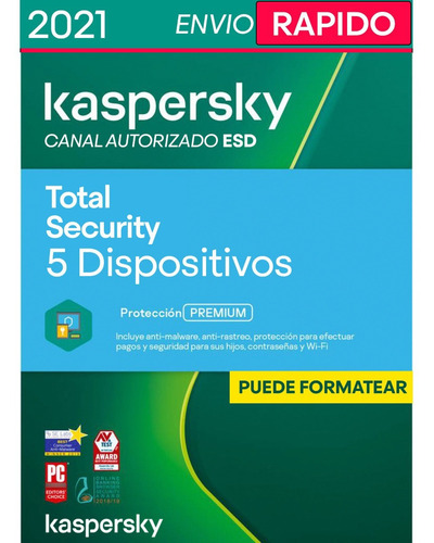 Imagen 1 de 4 de Kaspersky Total Security 5 Pc 1 Año Licencia Original