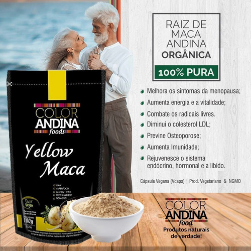 Imagem 4 de 6 de Maca Peruana Yellow (amarela) Pura Em Pó100g Color Andina