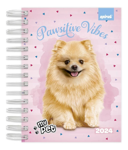Diary 2024 Spitz My Pet Diary, 176 páginas, funda de oficina personal, color rosa