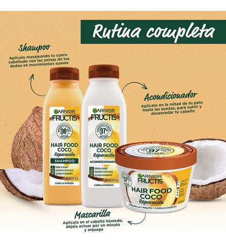 Kit Garnier Fructis Hair Food Coco Rutina Completa Pelo Daña