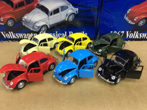 Miniatura Fusca, Preto, Branco, Vermelho Escal 1:38