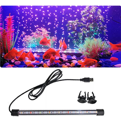 Lampara Para Pecera Acuarios Usb Luces Led Sumergible 27cm