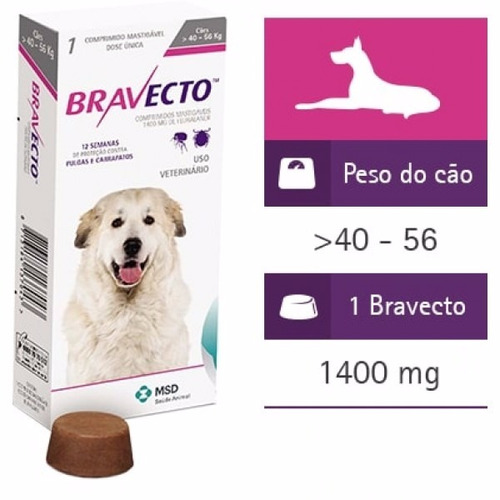 Bravecto De 40 A 56 Kg Sem Juros + Frete Grátis