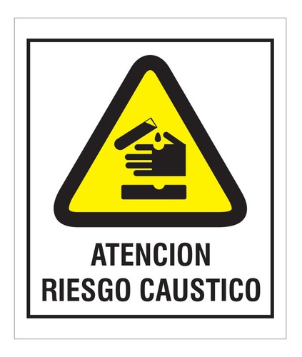 Cartel Atención Riesgo Caustico 40x45 Alto Impacto