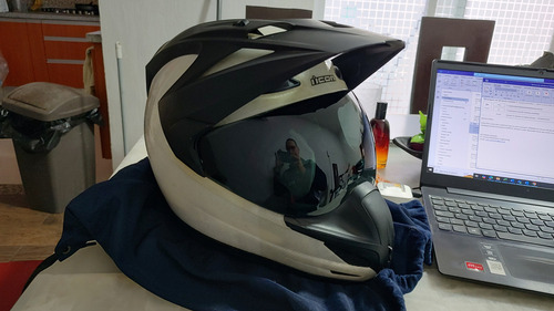 Casco Motocicleta Icon Variant Xxl 2012 Mica Oscura Transparente Fibra De Vidrio Monocolor 2xl