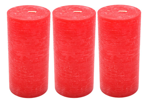 Juego De 3 Velas Rojas Sin Perfume De 6 Pulgadas De Alto | D