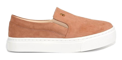 Tênis Slip On Feminino Santa Lolla Suede Nude E Preto - 01ac