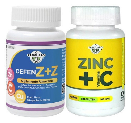 Sistema Inmune Zinc + Vitamina C + Defenz 2 Piezas Sabor Sin Sabor