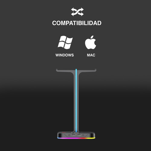 Imagen 6 de 6 de Soporte De Audífonos Gamer Rgb Th650