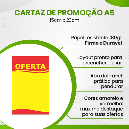 Cartaz De Promoção Supermercado A5 15x23 180g Com 100 Folhas