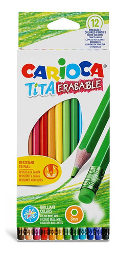 Lapices Tita Borrables Colores X 12 Carioca 