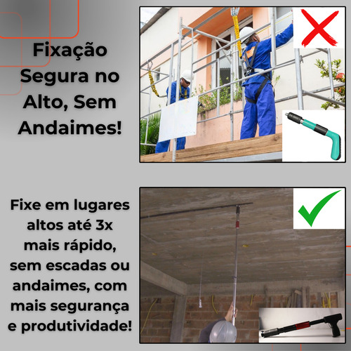 Pistola De Fixação Alongada Finca Pino C/ 50 Pregos Clip