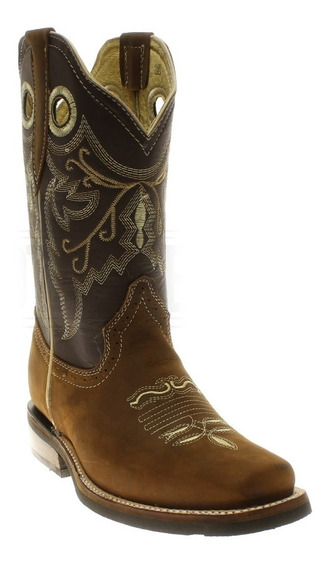 Botas Vaqueras Rodeo Nobuck Chata Suela Hule | gratis