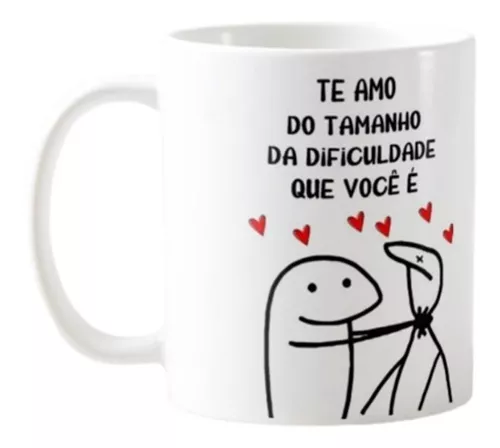 Caneca meme boneco palito te amo mas.