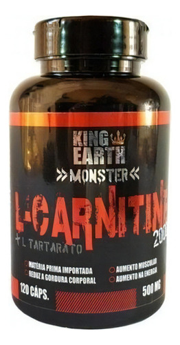 L Carnitine +  Tartarato King Earth 120 Caps 500mg Sabor Sem Sabor