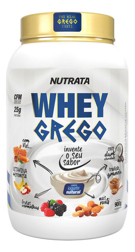 Suplemento em pó Nutrata  Grego Whey Grego whey proteins Whey Grego sabor  natural em pote de 900mL