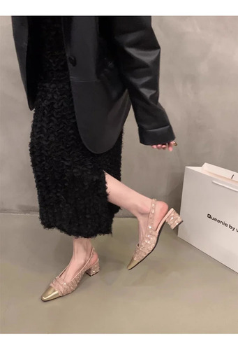 Zapatos De Tweed De Tacón Alto Para Mujer, Punta Puntiaguda,