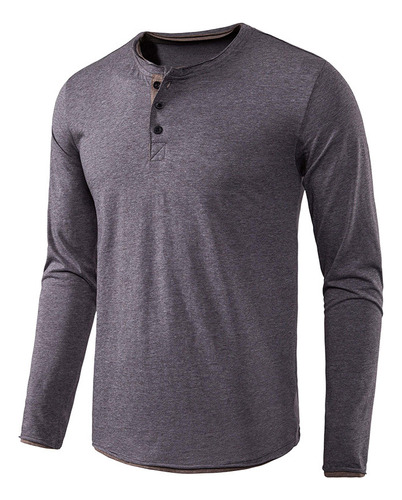 Camisa Base Casual Henry Para Hombre En Color Liso Para Otoñ