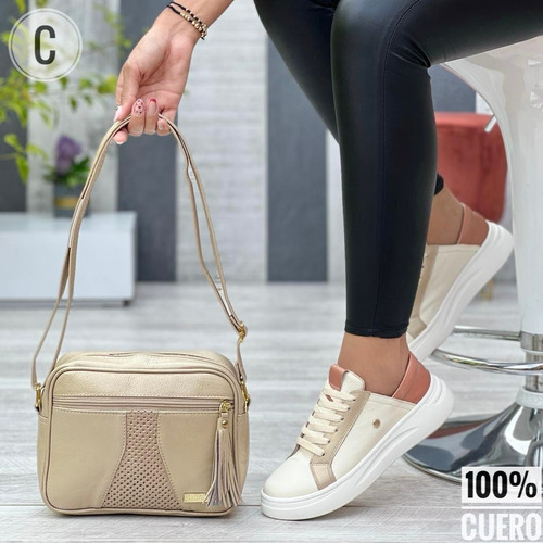 Combo Sueco 100% Cuero+ Bolso Cuero Para Dama Talla 35/40