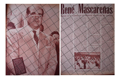 Afiche Retro Rene Masareñas, Nuevo Alcalde Cd. Juarez. 1956