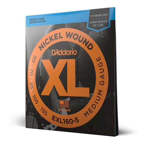 Encordoamento D'addario P. Baixo 5c .050 Nickel Exl160-5