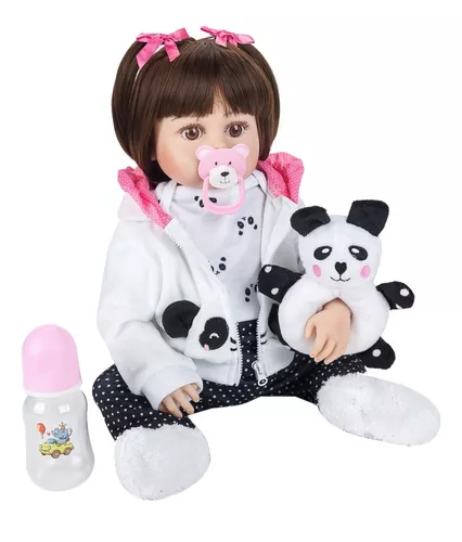 BONECA BEBE REBORN PANDINHA SUPER REALISTA - BRASTOY 