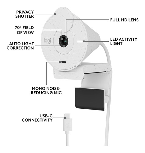 Camara Logitech Brio 300 Fhd 1080p Con Modo Privacidad