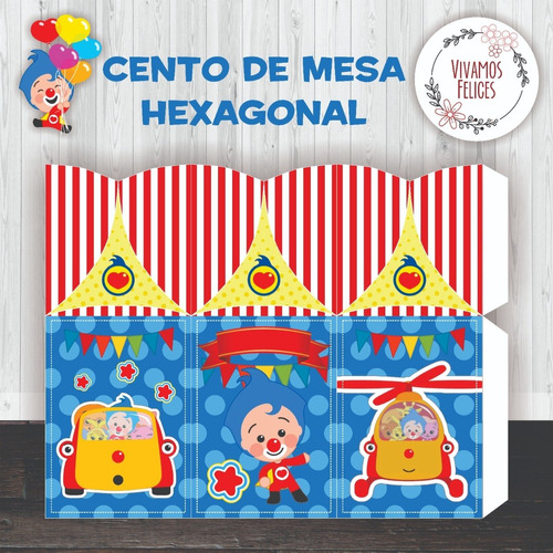 Kit Imprimible Payaso Plim Plim Centro De Mesa Hexagonal