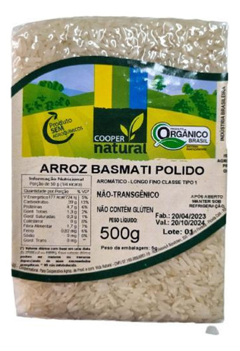 Kit 2x: Arroz Basmati Polido Orgânico Coopernatural 500g