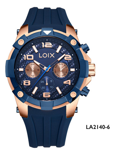 Reloj Hombre Loix® La2140-6 Azul Con Oro Rosa, Tablero Azul