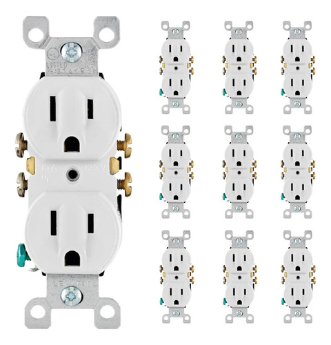 Toma Doble Blanco Leviton Americano X 10 Unidades